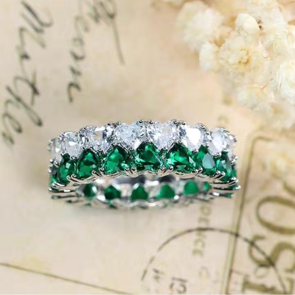 18k Gold Plated Colored Heart-Shaped Diamond Ring